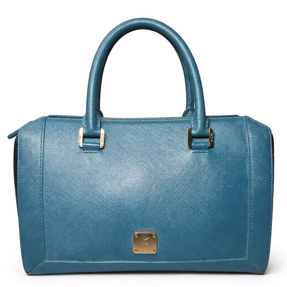 MCM Structured Saffiano Leather Satchel with Crossbody Strap